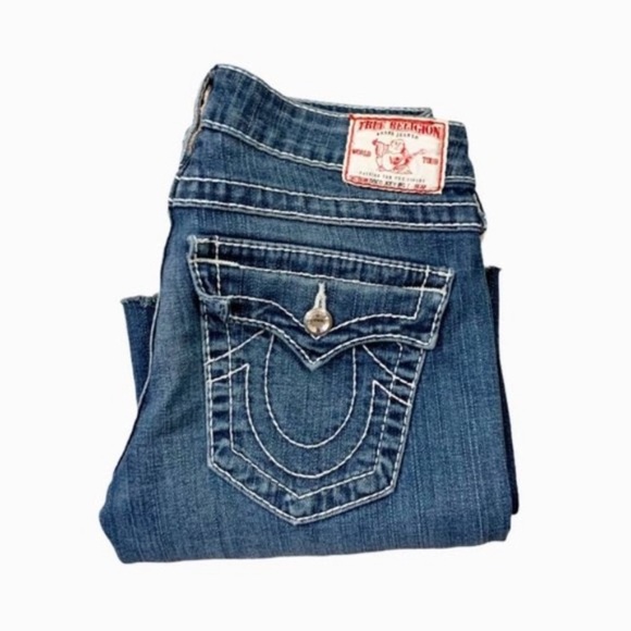 True Religion Disco Joey Flare Jeans Embellished  Rhinestone Buttons Siz… - Picture 1 of 10